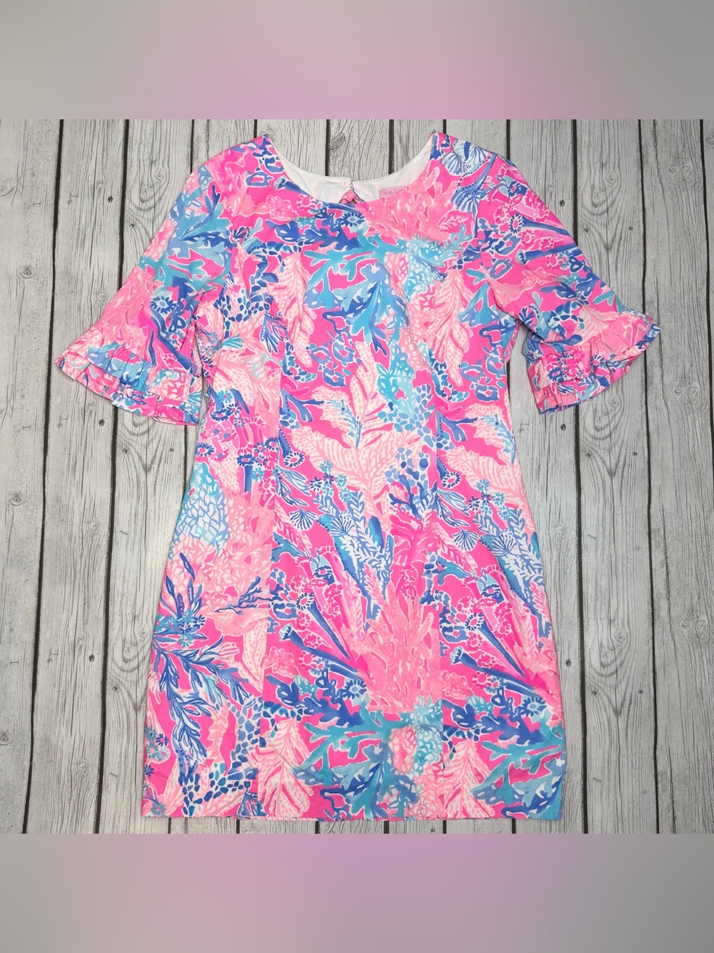 Lilly Pulitzer Women's 10 Fiesta Stretch Dress Pascha Pink Aquadesiac Sheath